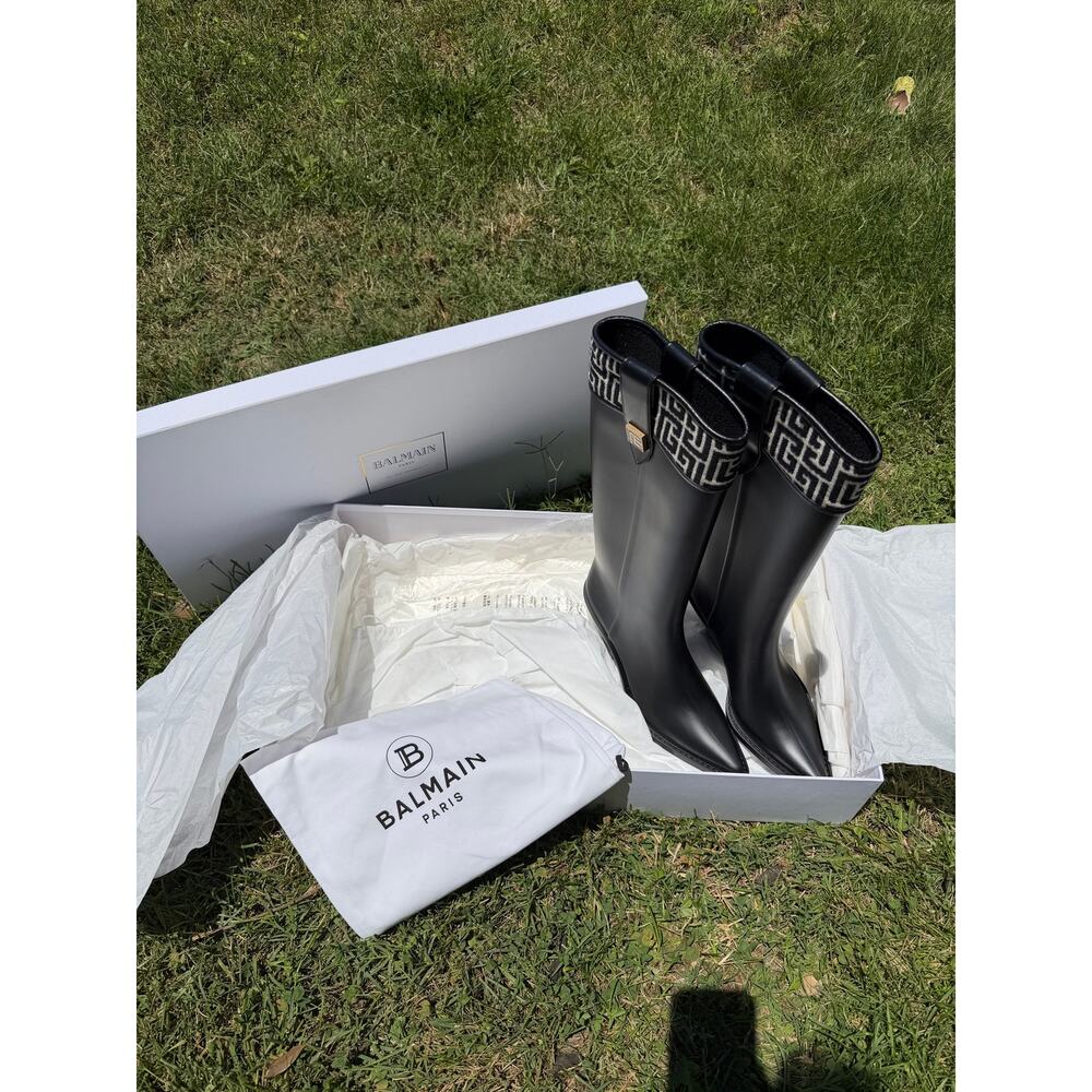 NWT/NIB Balmain Tess Western Rubber Rain Boots / Wellies Authentic